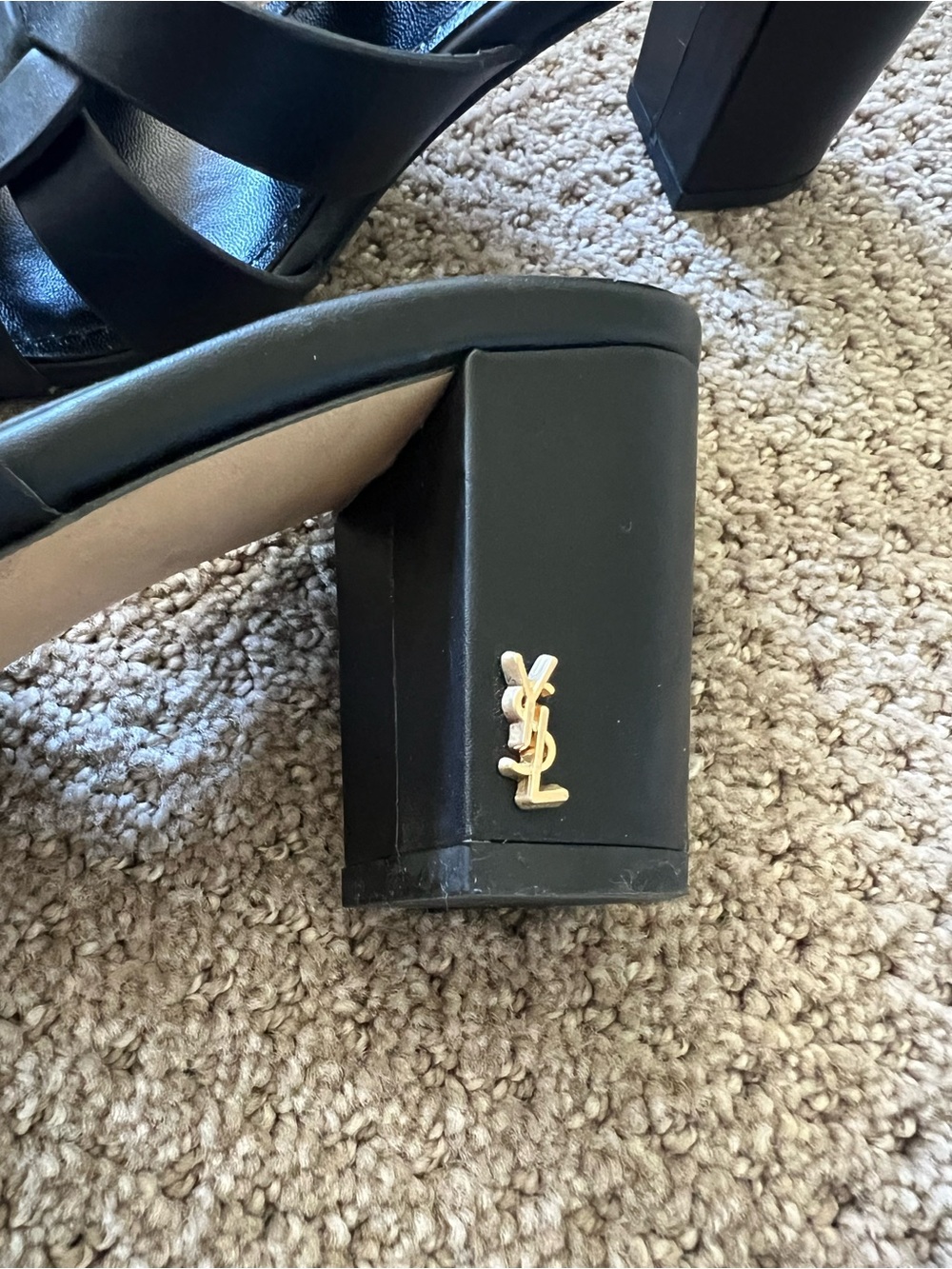 Saint Laurent Black Leather Knot Mule Heels - Picture 3 of 5